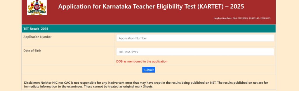 TET Result 2025 Karnataka